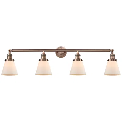 Innovations Lighting Cone 4 Light 42" Led Bath Light - Antique Copper - Matte White Shade