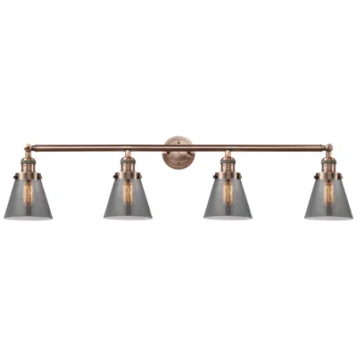Innovations Lighting Cone 4 Light 42" Led Bath Light - Antique Copper - Plated Smoke Shade