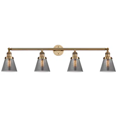 Innovations Lighting Cone 4 Light 42" Led Bath Light - Brushed Brass - Plated Smoke Shade