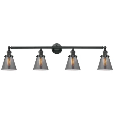Innovations Lighting Cone 4 Light 42" Led Bath Light - Matte Black - Plated Smoke Shade