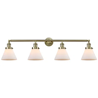Innovations Lighting Cone 4 Light 44" Bath Light - Antique Brass - Matte White Shade