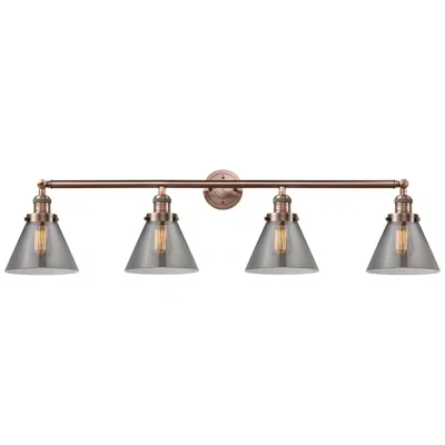 Innovations Lighting Cone 4 Light 44" Bath Light - Antique Copper - Plated Smoke Shade