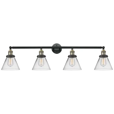 Innovations Lighting Cone 4 Light 44" Bath Light - Black Antique Brass - Clear Shade