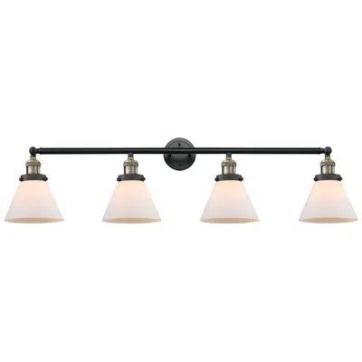 Innovations Lighting Cone 4 Light 44" Bath Light - Black Antique Brass - Matte White Shade