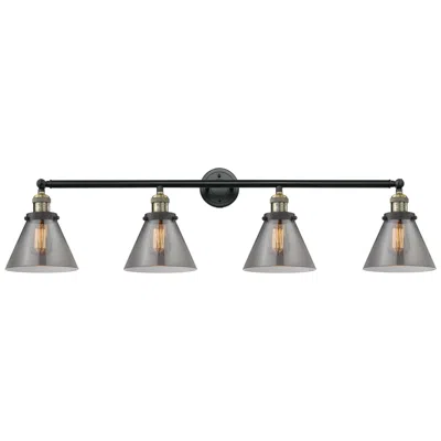 Innovations Lighting Cone 4 Light 44" Bath Light - Black Antique Brass - Plated Smoke Shade