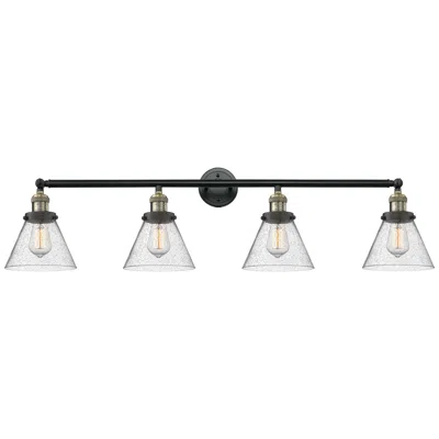 Innovations Lighting Cone 4 Light 44" Bath Light - Black Antique Brass - Seedy Shade