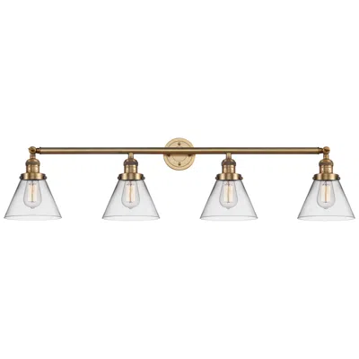 Innovations Lighting Cone 4 Light 44" Bath Light - Brushed Brass - Clear Shade