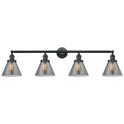 Innovations Lighting Cone 4 Light 44" Bath Light - Matte Black - Plated Smoke Shade