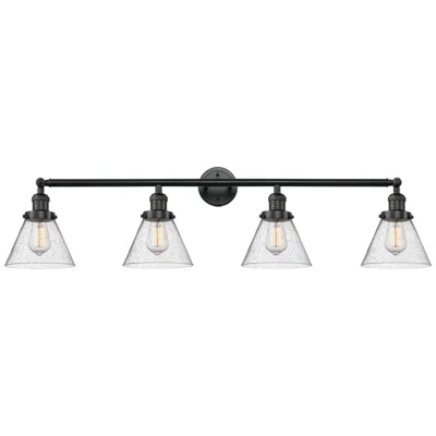Innovations Lighting Cone 4 Light 44" Bath Light - Matte Black - Seedy Shade