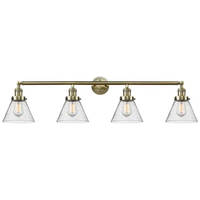 Innovations Lighting Cone 4 Light 44" Led Bath Light - Antique Brass - Seedy Shade