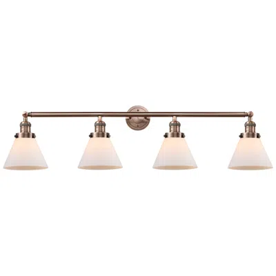 Innovations Lighting Cone 4 Light 44" Led Bath Light - Antique Copper - Matte White Shade