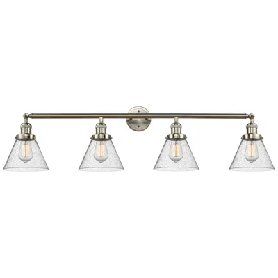 Innovations Lighting Cone 4 Light 44" Led Bath Light - Brushed Satin Nickel - Seedy Shade