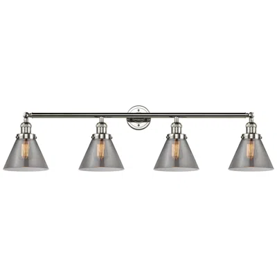 Innovations Lighting Cone 4 Light 44" Led Bath Light - Polished Nickel - Plated Smoke Shade
