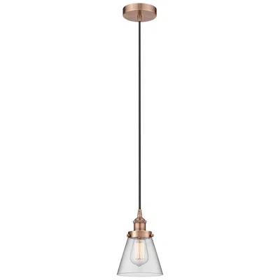 Innovations Lighting Cone 6" Antique Copper Mini Pendant W/ Clear Shade