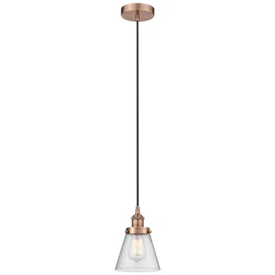 Innovations Lighting Cone 6" Antique Copper Mini Pendant W/ Seedy Shade