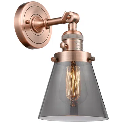 Innovations Lighting Cone 6" Antique Copper Sconce W/ Plated Smoke Shade