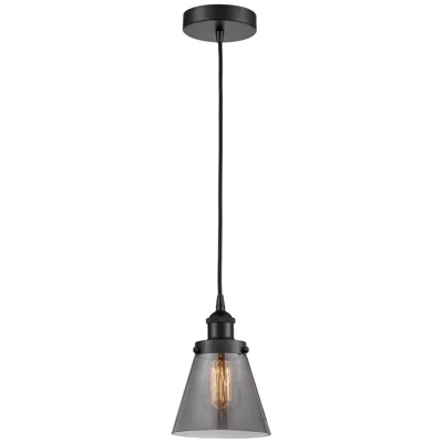 Innovations Lighting Cone 6" Matte Black Mini Pendant W/ Plated Smoke Shade