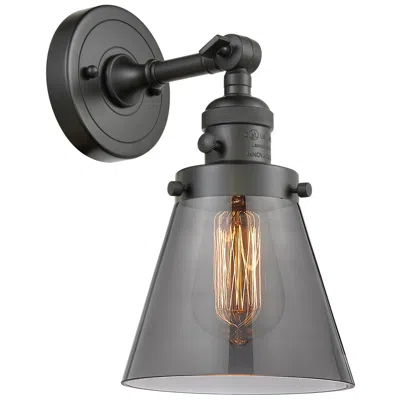 Innovations Lighting Cone 6" Oil Rubbed Bronze Sconce W/ Plated Smoke Shade