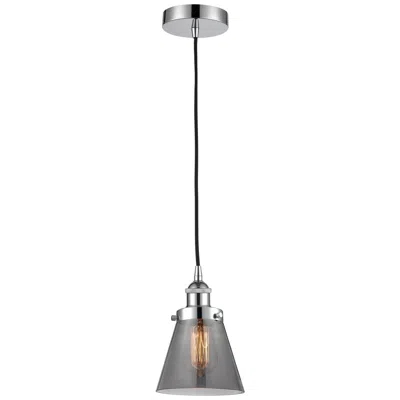Innovations Lighting Cone 6" Polished Chrome Mini Pendant W/ Plated Smoke Shade