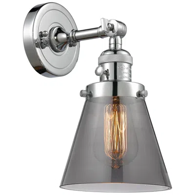 Innovations Lighting Cone 6" Polished Chrome Sconce W/ Plated Smoke Shade