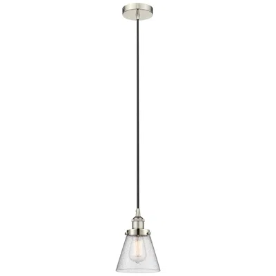 Innovations Lighting Cone 6" Polished Nickel Mini Pendant W/ Seedy Shade