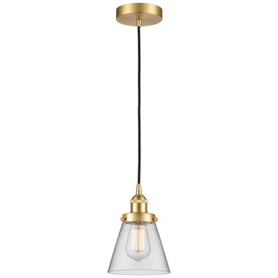 Innovations Lighting Cone 6" Satin Gold Mini Pendant W/ Clear Shade