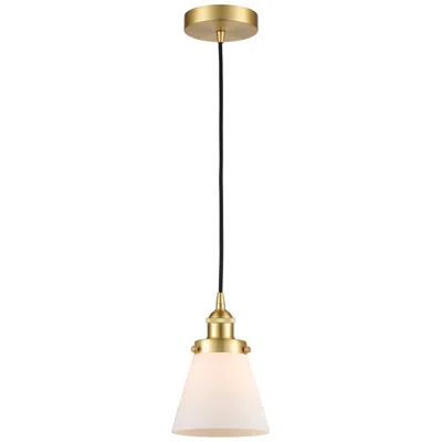 Innovations Lighting Cone 6" Satin Gold Mini Pendant W/ Matte White Shade