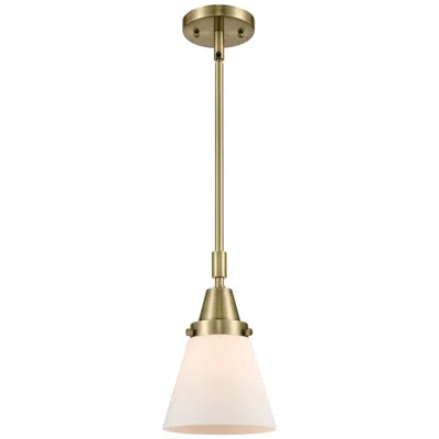 Innovations Lighting Cone 6" Wide Antique Brass And Matte White Mini Pendant