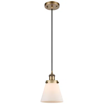 Innovations Lighting Cone 6" Wide Brushed Brass And White Glass Led Mini Pendant