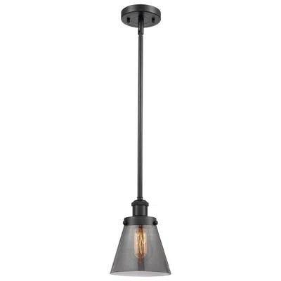 Innovations Lighting Cone 6" Wide Matte Black And Light Smoke Glass Mini Pendant