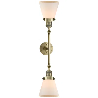 Innovations Lighting Cone 6.25" Wide 2 Light Antique Brass Bath Vanity Light W/ White Shade