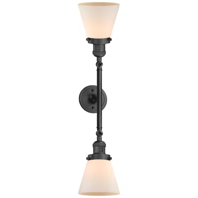 Innovations Lighting Cone 6.25" Wide 2 Light Bronze Bath Vanity Light W/ Matte White Shade
