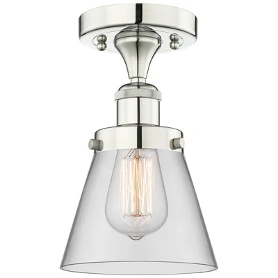Innovations Lighting Cone 6.25" Wide Polished Nickel Semi.flush Mount With Clear Glass Shad