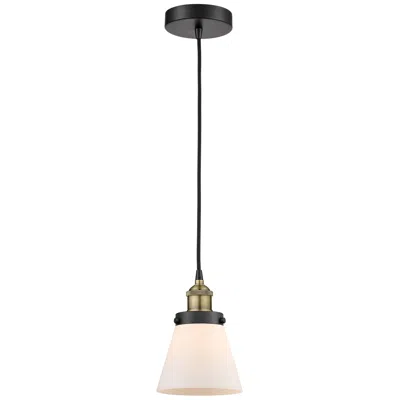 Innovations Lighting Cone 6.25"w Black Brass Corded Mini Pendant W/ Matte White Shade