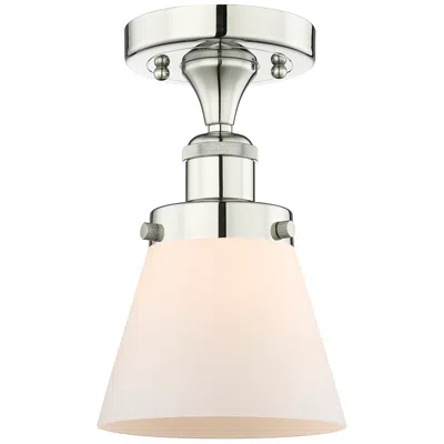 Innovations Lighting Cone 6.25"w Polished Nickel Semi.flush Mount With Matte White Glass Sh