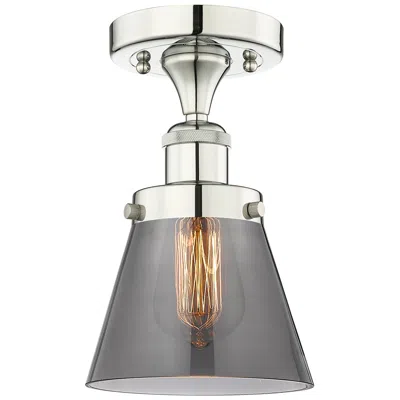 Innovations Lighting Cone 6.25"w Polished Nickel Semi.flush Mount With Plated Smoke Glass S