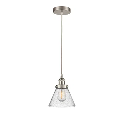 Innovations Lighting Cone 7 3/4"w Brushed Nickel And Seedy Glass Led Mini Pendant