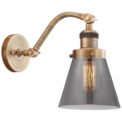 Innovations Lighting Cone 7" Brushed Brass Sconce W/ Plated Smoke Shade