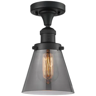 Innovations Lighting Cone  7" Led Semi-flush Mount - Matte Black - Plated Smoke Shade