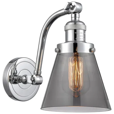 Innovations Lighting Cone 7" Polished Chrome Sconce W/ Plated Smoke Shade