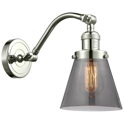 Innovations Lighting Cone 7" Polished Nickel Sconce W/ Plated Smoke Shade
