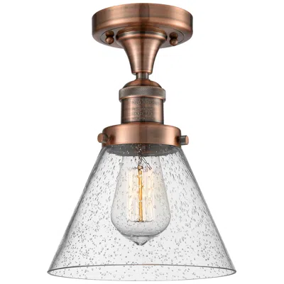 Innovations Lighting Cone 7.75" Wide Copper Semi Flush Mount W/ Seedy Shade