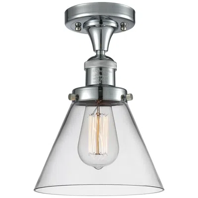 Innovations Lighting Cone 7.75" Wide Polished Chrome Semi Flush Mount W/ Clear Shade