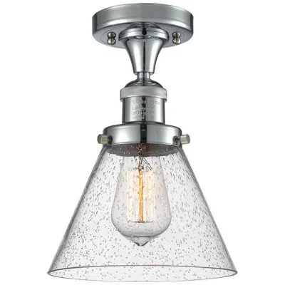 Innovations Lighting Cone 7.75" Wide Polished Chrome Semi Flush Mount W/ Seedy Shade
