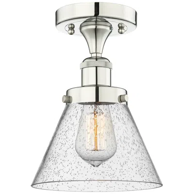 Innovations Lighting Cone 7.75" Wide Polished Nickel Semi.flush Mount With Seedy Glass Shad