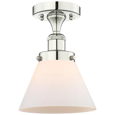 Innovations Lighting Cone 7.75"w Polished Nickel Semi.flush Mount With Matte White Glass Sh