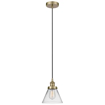 Innovations Lighting Cone 8" Antique Brass Mini Pendant W/ Clear Shade