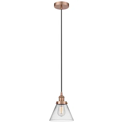 Innovations Lighting Cone 8" Antique Copper Mini Pendant W/ Clear Shade