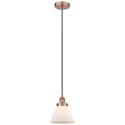 Innovations Lighting Cone 8" Antique Copper Mini Pendant W/ Matte White Shade
