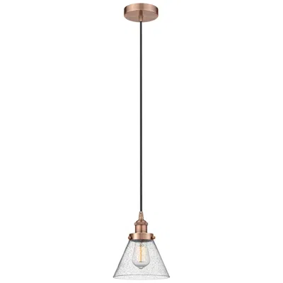 Innovations Lighting Cone 8" Antique Copper Mini Pendant W/ Seedy Shade